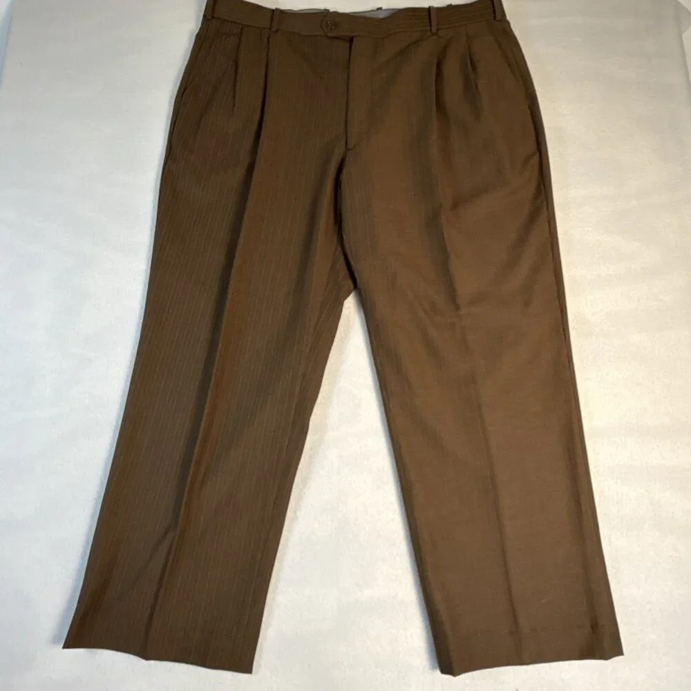 Luca Rossi Italia Mens Brown Pinstripe Suit Dress Pants 42W x 29L
